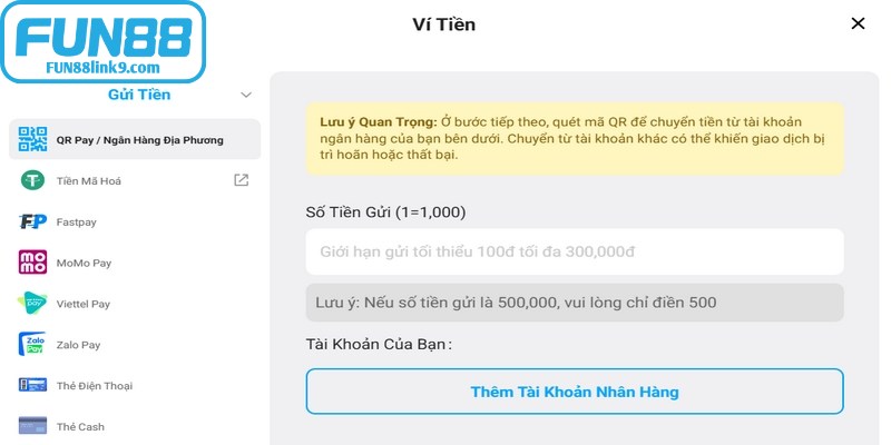 Đăng Ký FUN88 - Hướng Dẫn Quy Trình Thực Hiện Đơn Giản 15 Phương thức nạp tiền FUN88 với ngân hàng